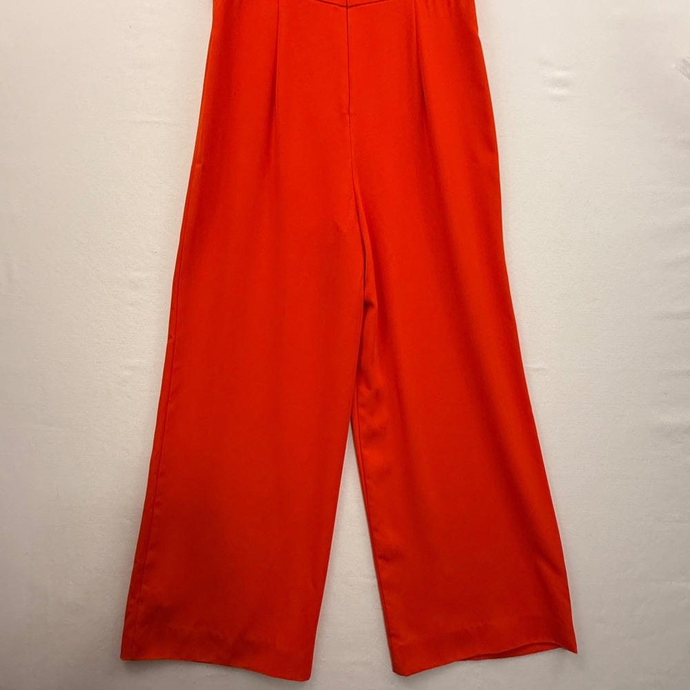 Trina Turk Jumpsuit Womens 10 Orange Wide Leg Empire Waist V-Neck NWT - Picture 6 of 12